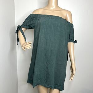 Lulus Al Fresco Evenings Olive Green Off the Shoulder Dress